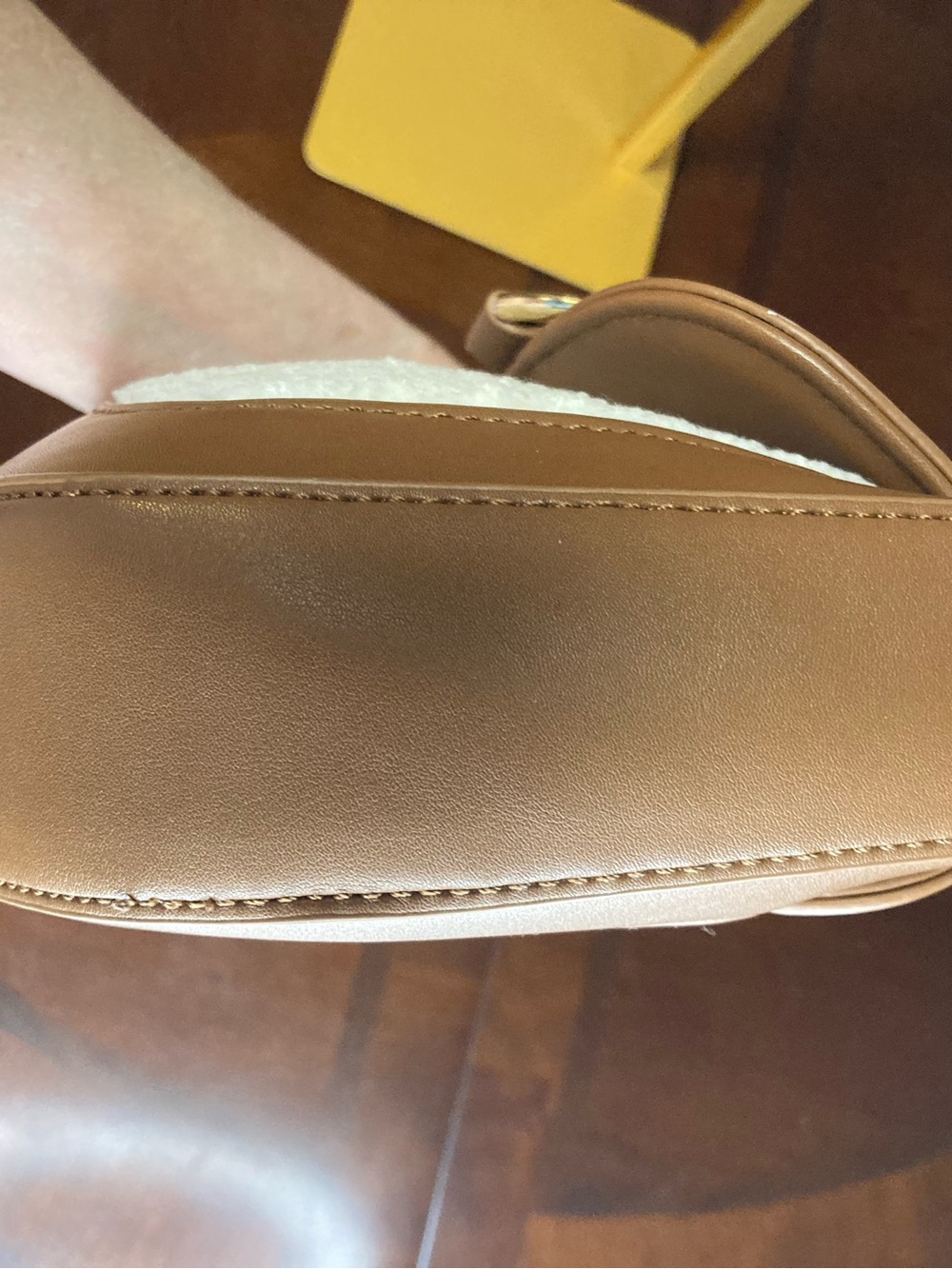Antik Kraft Vegan Leather & Shearling Crossbody Saddle Bag - Cognac & Cream NWOT - Picture 6 of 15